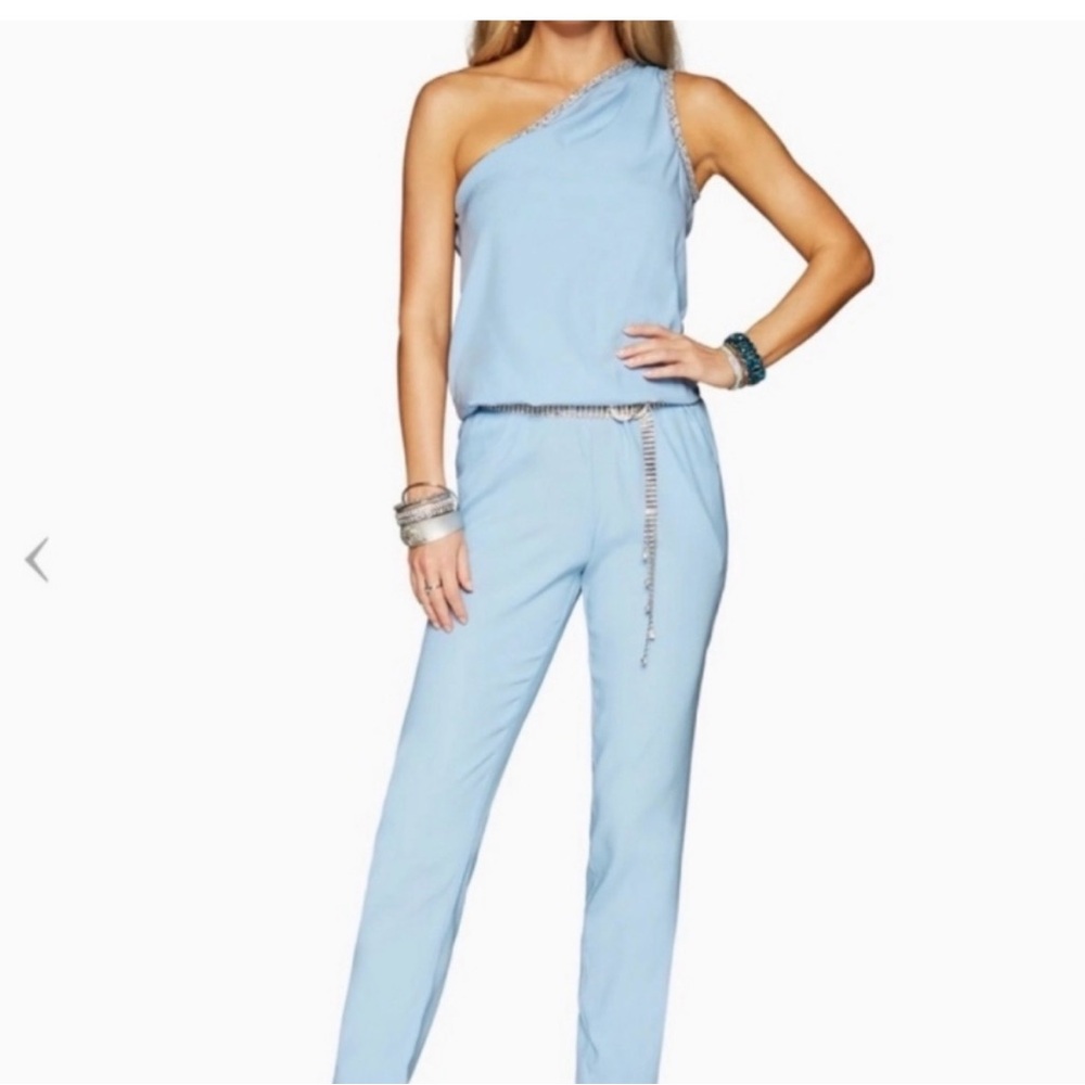 Ramy brook One-Shoulder Light Blue Jumpsuit